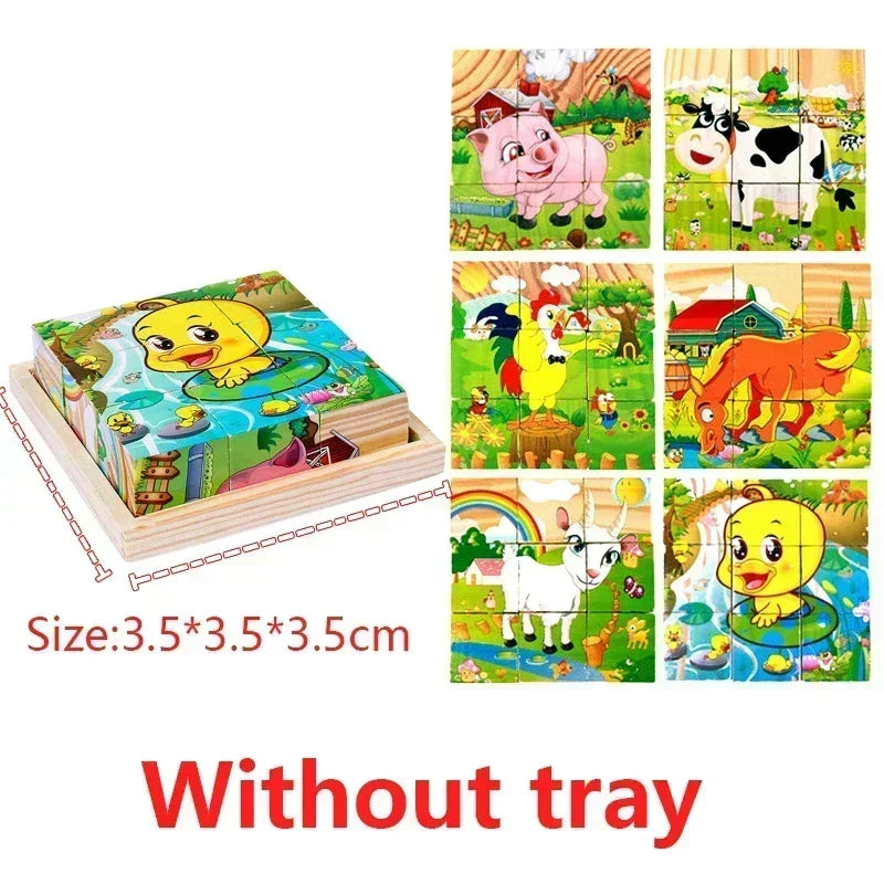 Montessori 3D Wooden Cube Puzzle – 6-Sided Educational Toy for Kids™