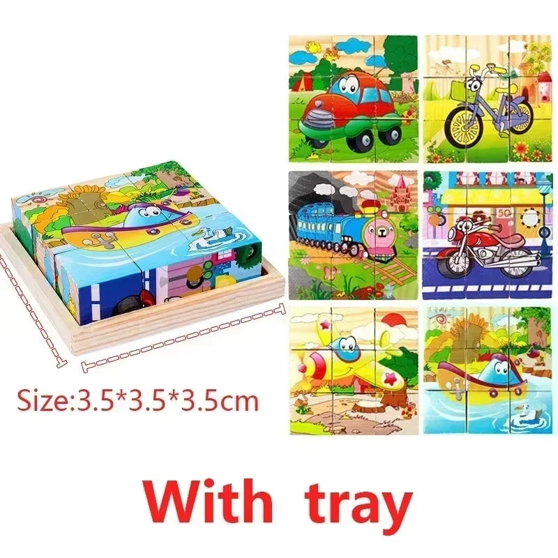 Montessori 3D Wooden Cube Puzzle – 6-Sided Educational Toy for Kids™