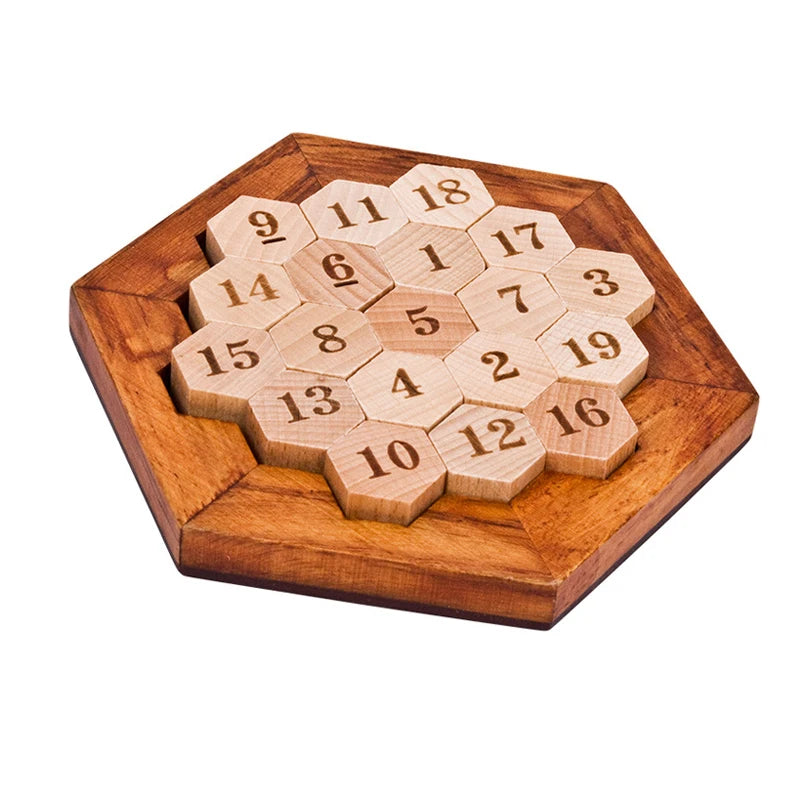 Wooden Hexagon Tangram Puzzle – Montessori Logic Game for All Ages™
