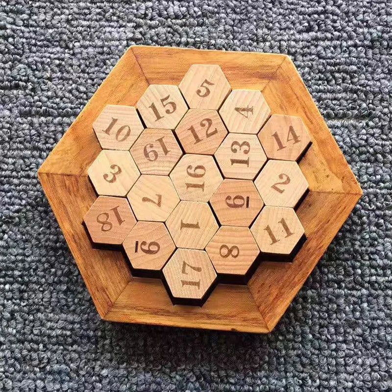 Wooden Hexagon Tangram Puzzle – Montessori Logic Game for All Ages™
