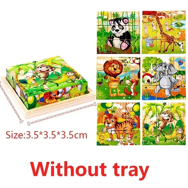 Montessori 3D Wooden Cube Puzzle – 6-Sided Educational Toy for Kids™