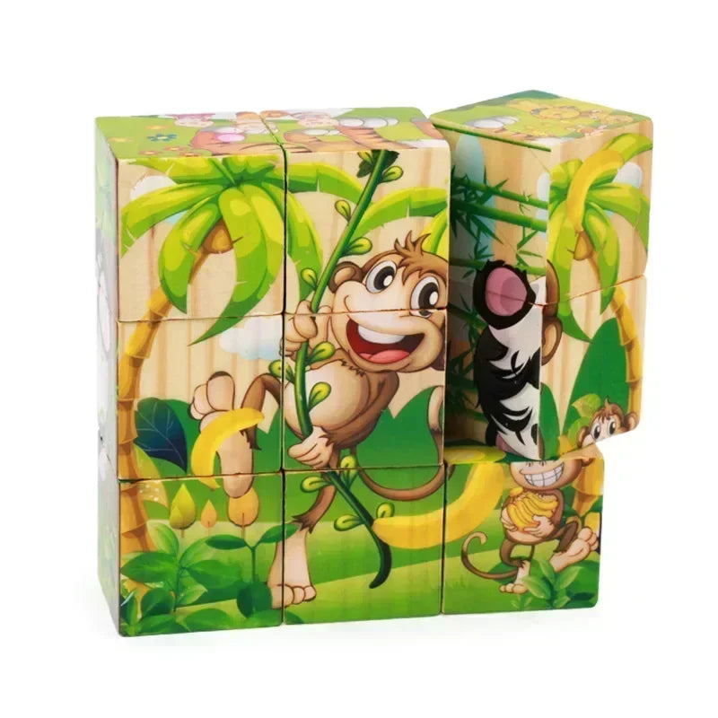 Montessori 3D Wooden Cube Puzzle – 6-Sided Educational Toy for Kids™
