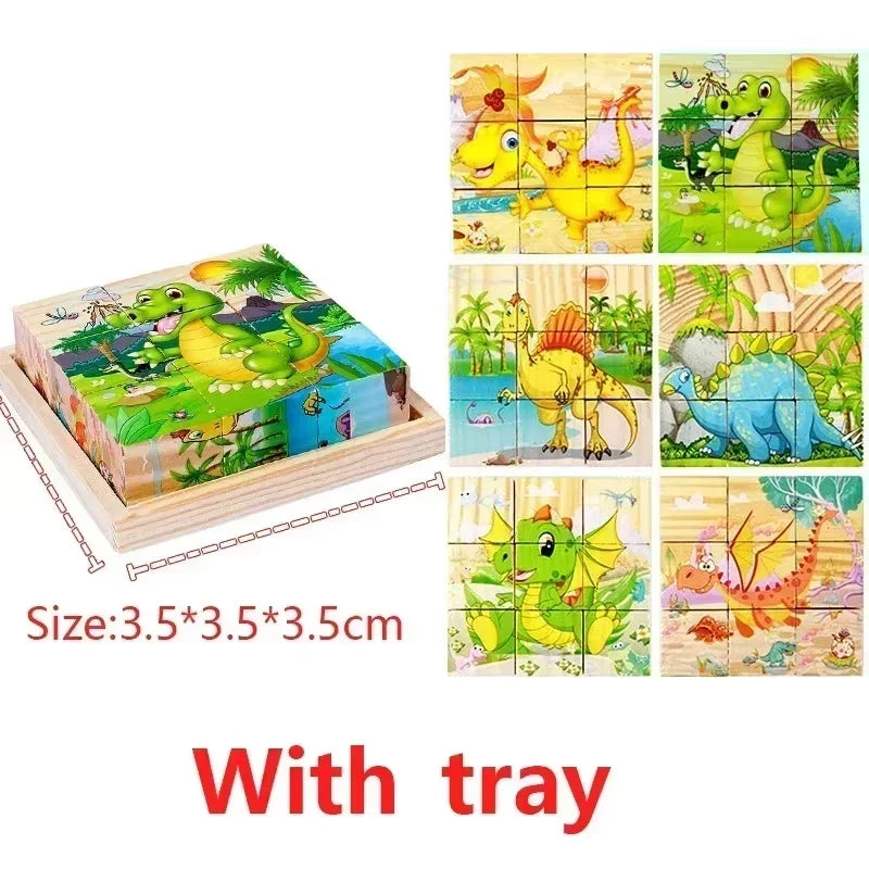 Montessori 3D Wooden Cube Puzzle – 6-Sided Educational Toy for Kids™