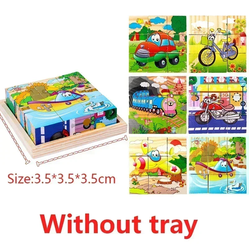 Montessori 3D Wooden Cube Puzzle – 6-Sided Educational Toy for Kids™