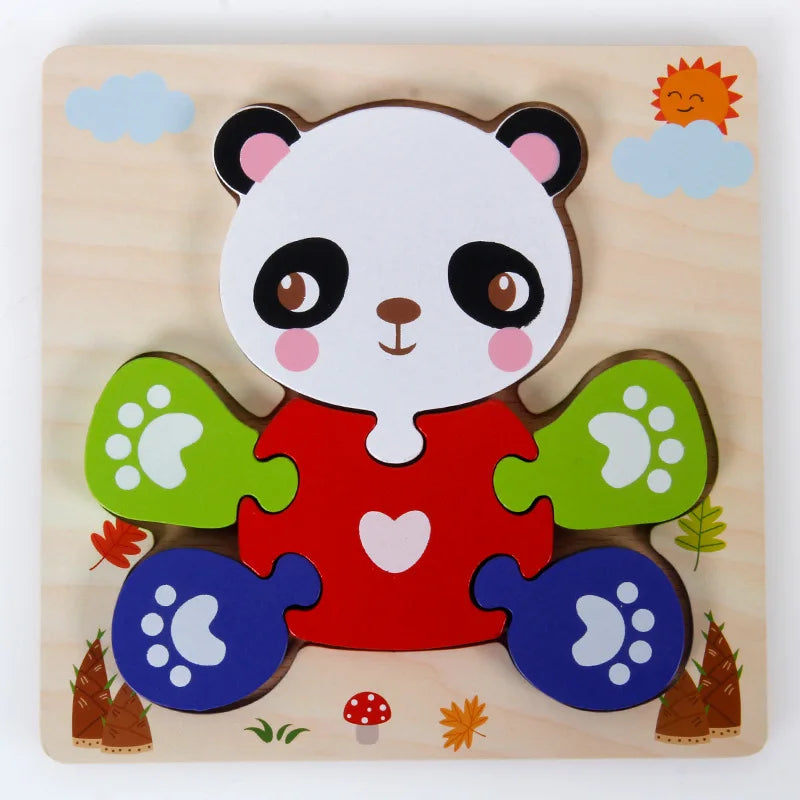 Montessori Wooden Animal Puzzle Toy for Toddlers 1–3 Years