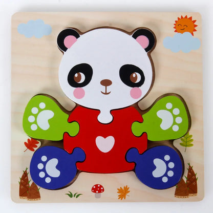 Montessori Wooden Animal Puzzle Toy for Toddlers 1–3 Years