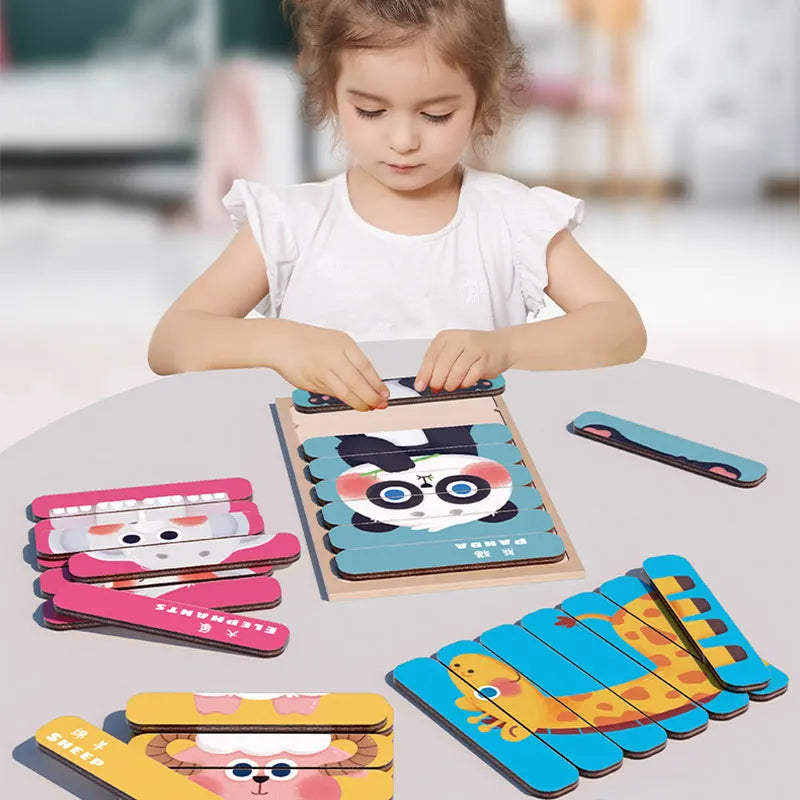 Montessori Wooden Animal Puzzle Toy for Toddlers 1–3 Years