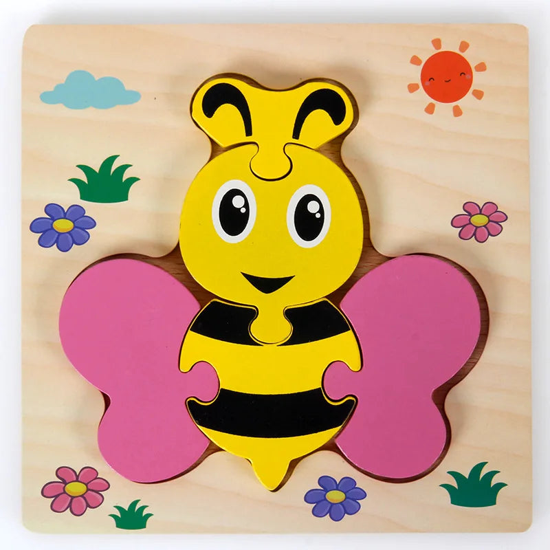 Montessori Wooden Animal Puzzle Toy for Toddlers 1–3 Years