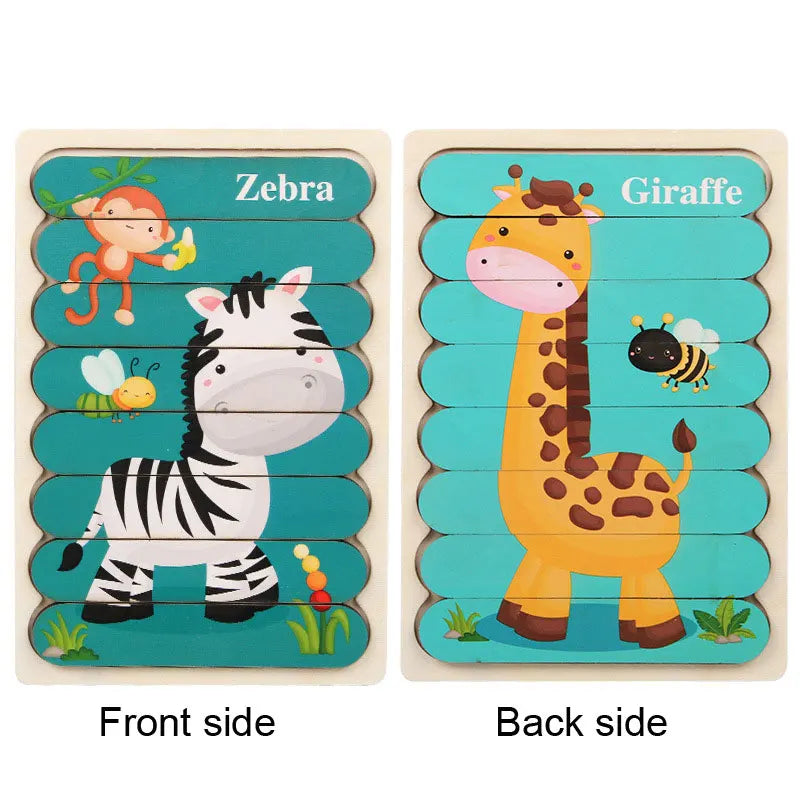 Montessori Wooden Animal Puzzle Toy for Toddlers 1–3 Years