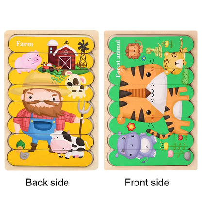 Montessori Wooden Animal Puzzle Toy for Toddlers 1–3 Years