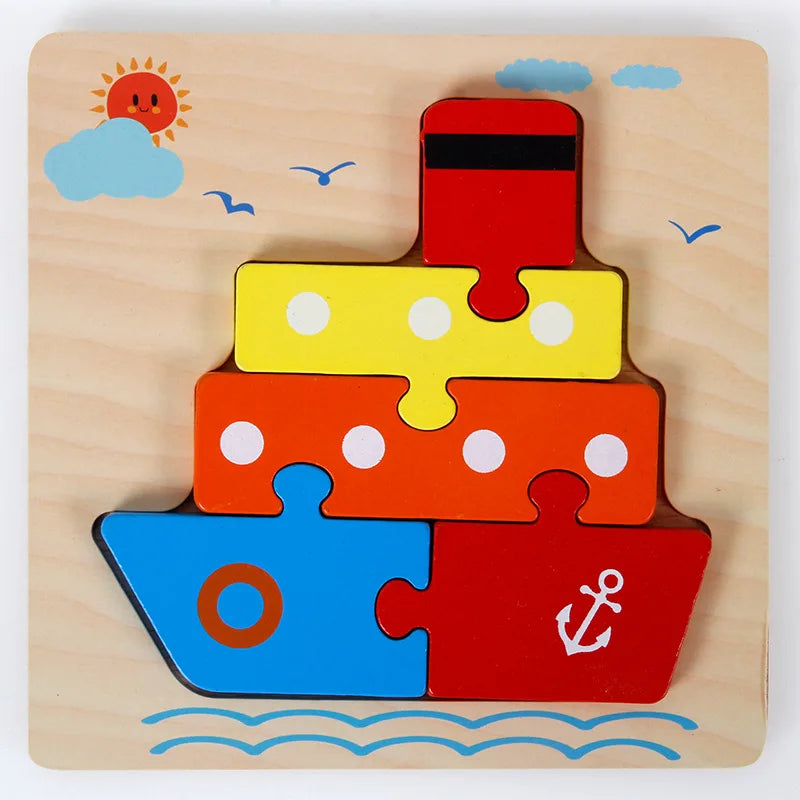 Montessori Wooden Animal Puzzle Toy for Toddlers 1–3 Years
