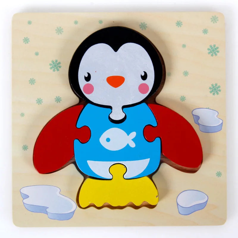 Montessori Wooden Animal Puzzle Toy for Toddlers 1–3 Years
