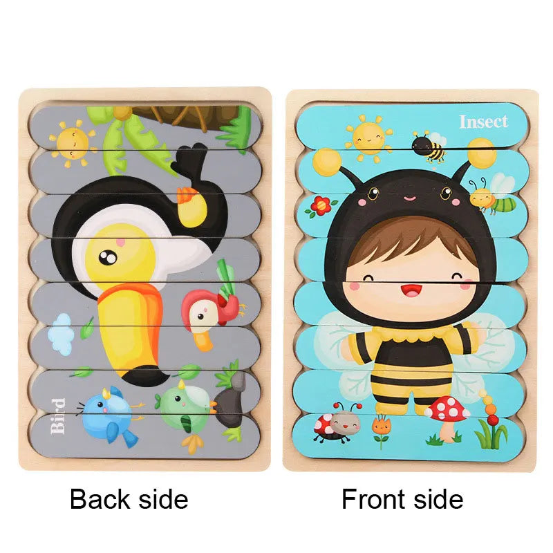 Montessori Wooden Animal Puzzle Toy for Toddlers 1–3 Years