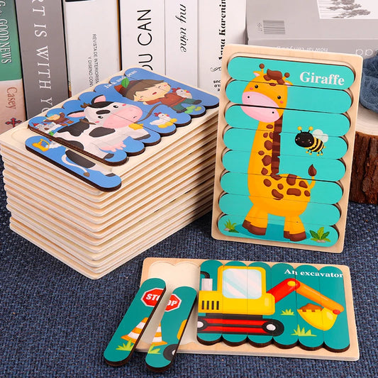 Montessori Wooden Animal Puzzle Toy for Toddlers 1–3 Years