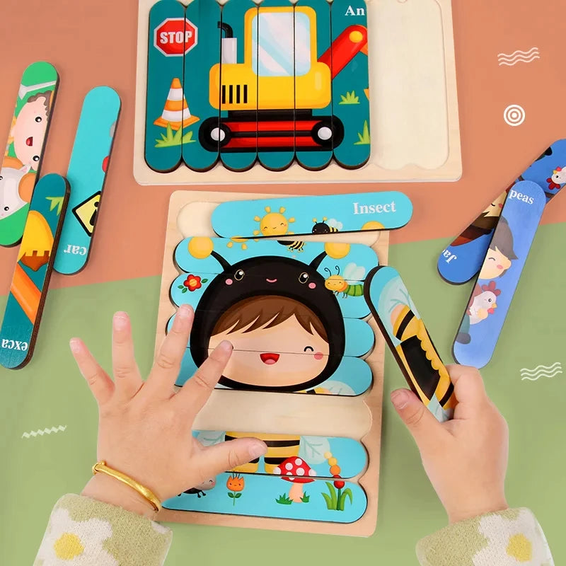Montessori Wooden Animal Puzzle Toy for Toddlers 1–3 Years
