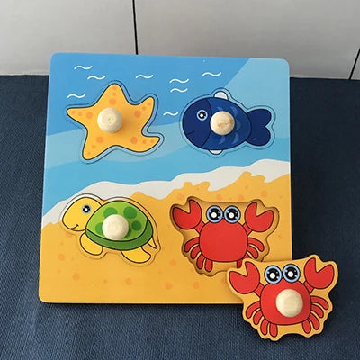 Montessori Wooden Animal Puzzle Toy for Toddlers 1–3 Years