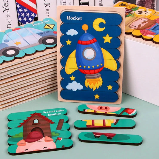 Montessori Wooden Animal Puzzle Toy for Toddlers 1–3 Years