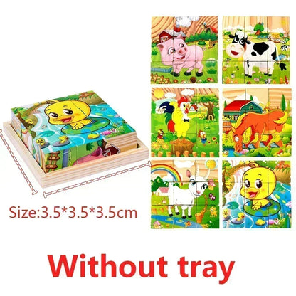 Montessori 3D Wooden Cube Puzzle – 6-Sided Educational Toy for Kids™