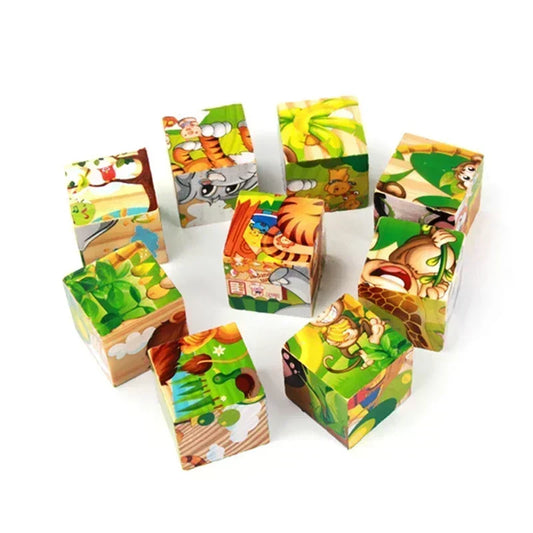 Montessori 3D Wooden Cube Puzzle – 6-Sided Educational Toy for Kids™