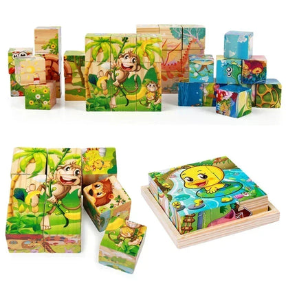 Montessori 3D Wooden Cube Puzzle – 6-Sided Educational Toy for Kids™