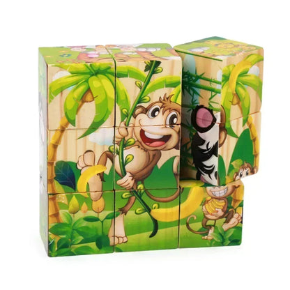 Montessori 3D Wooden Cube Puzzle – 6-Sided Educational Toy for Kids™