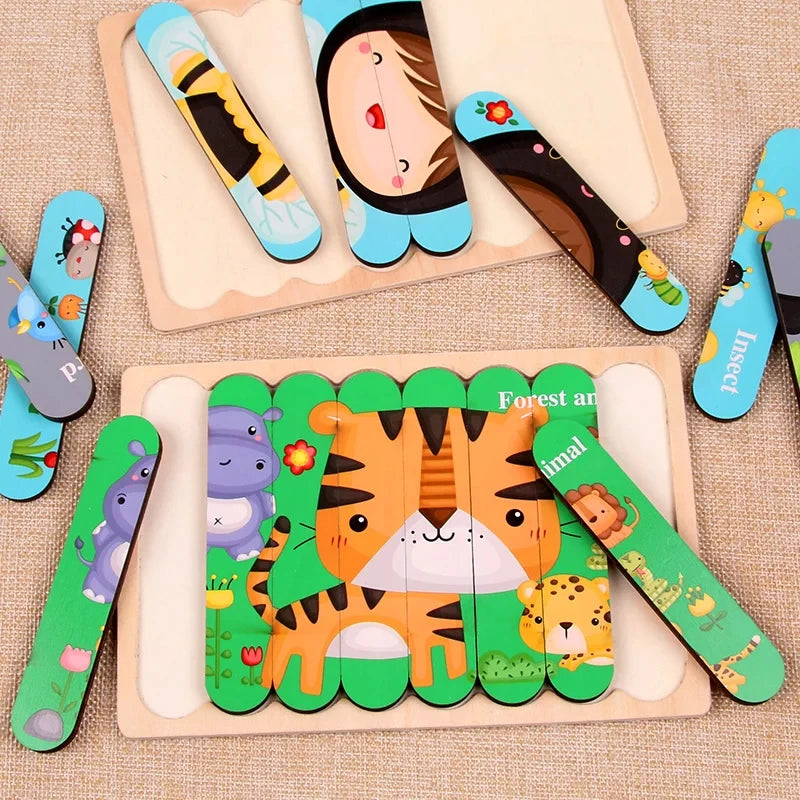 Montessori Wooden Animal Puzzle Toy for Toddlers 1–3 Years