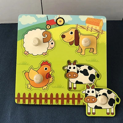 Montessori Wooden Animal Puzzle Toy for Toddlers 1–3 Years