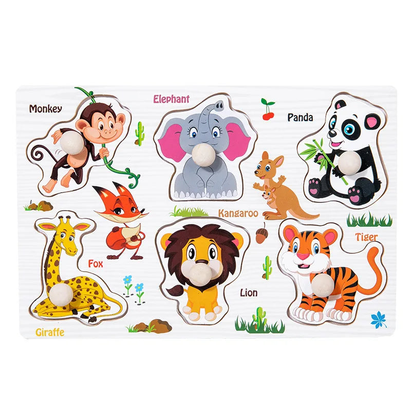 Montessori Wooden Animal Puzzle Toy for Toddlers 1–3 Years